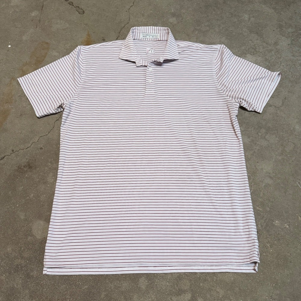 Holderness & Bourne Turnbull Shirt Mens XL Claret Striped Polo MLB Patch